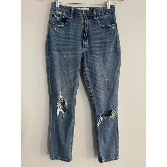 Abercrombie & Fitch 26 / 2 Jeans Mom Curve Love High Rise Distressed Medium Wash - Picture 2 of 7